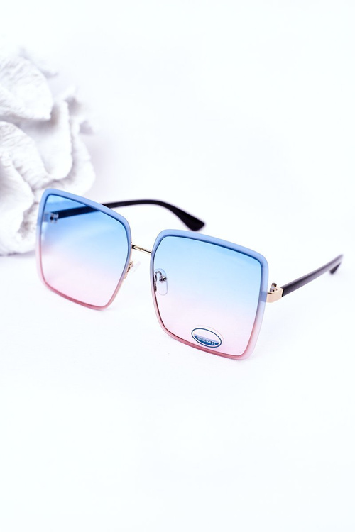 Gold Square Sunglasses Blue-Pink Ombre