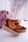Women's Platform Sandals Linen Camel Dafostre