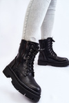 Botki Trapery Damskie Skóra Sznurowane Czarne Shanna