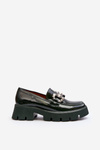 Women's Patent Loafers with Decoration Dark Green Arsaba