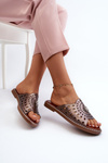 Shiny Women's Flat Sandals with Copper Embellishment Ebirena