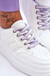 Sneakersy Modne Damskie Platforma Biało-Fioletowe Claribel