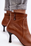 Leather Women's Ankle Boots with Stiletto Heel Maciejka 06301-29 Brown