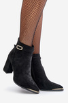 Warm Women's Ankle Boots with Pointed Toes on a Heel Black Laoreina