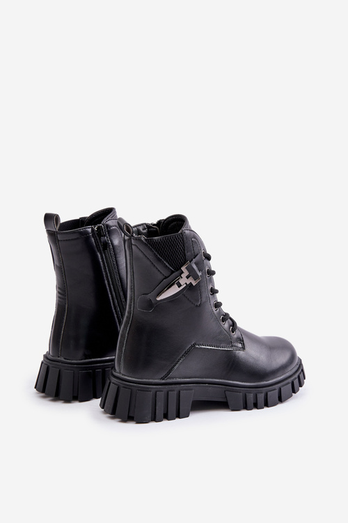 Insulated Girls Boots With Zipper And Decoration Black Zinnirella