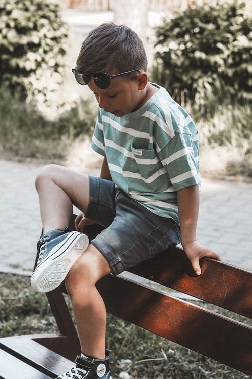 Children's Leather Sneakers With Velcro Black Bruni