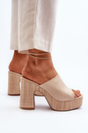 Women's Sandals on Chunky Heel Beige Siobhan