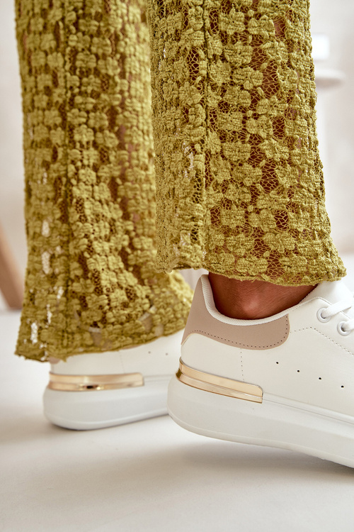 Low Women's Platform Sneakers Made Of Eco Leather White-Beige Nevelena