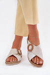 Wedge Sandals For Women With Decorative Buckle Light Beige Inblu RV000012