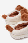 Children's Furry Slippers Puppies Brown Farnise