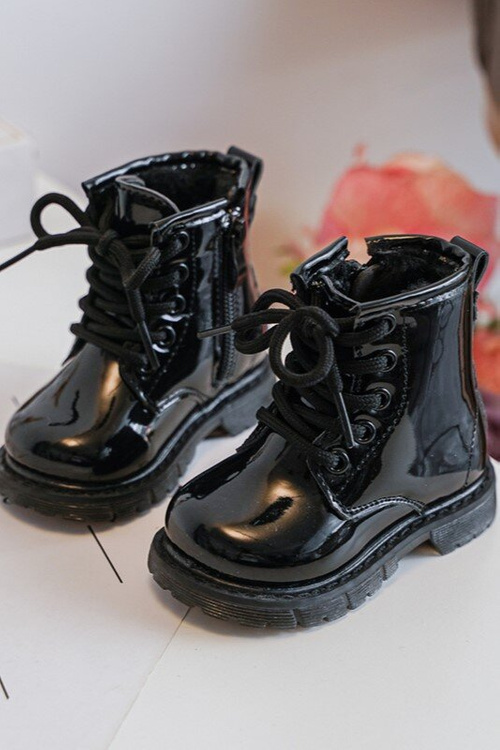 Children's Boots Laquered With Zipper Black Tibbie