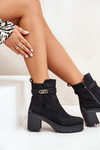 Women's Heeled Boots Eco Suede Insulated Zip Black Laonora