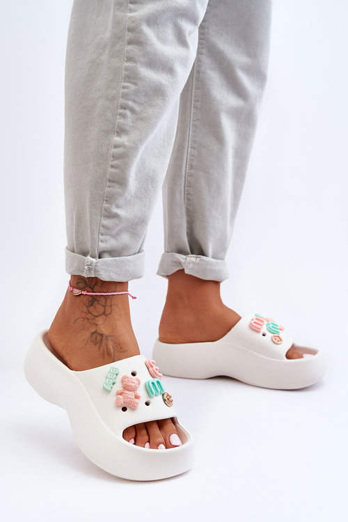 Women's Soft Foam Slippers with Decorations White Lorie