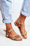 Gold Women's Flat Sandals Lu Boo With Studs Aldona