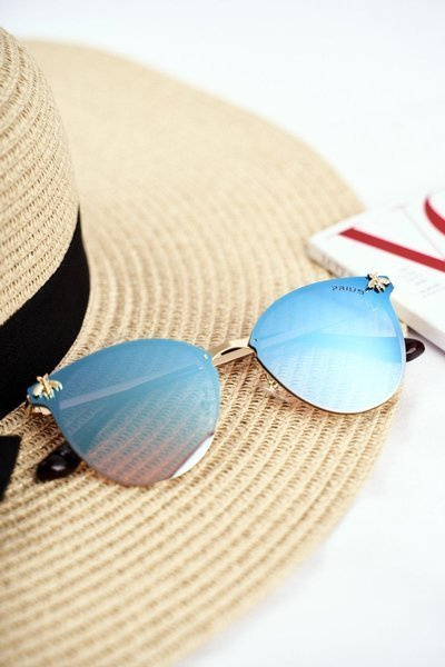Women's Sunglasses Prius PRE-17 Gold Blue Mirror Insect