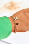 Fashionable Bracelet With Clover And Leaves Gold