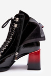 Ladies Glossy Lace-up Boots on Heel D&A MR870-06 Black