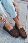 Women's Loafers with Flat Heel Made of Eco Suede Brown Rivianne