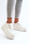 Women's Sneakers Made of Eco Leather on Chunky Platform White Chrisstin