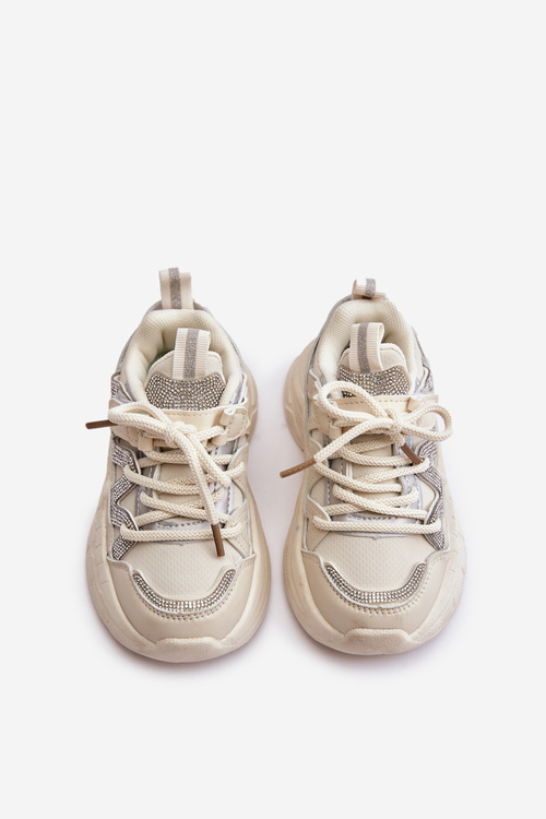 Children's Sneakers With Rhinestones Beige Rianalla