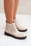 Women's ankle boots with flat heel beige Selanna
