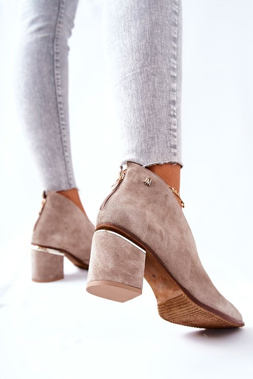 Heeled Leather Boots Laura Messi Beige 2344