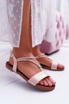 Women's Flat Sandals With Straps And Zircons Pink Madeline