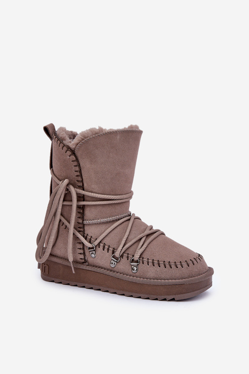 Women's Snow Boots Made Of Natural Suede D.Franklin DFSH375004 Taupe