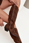 Cowboy Boots Made of Natural Suede Lined Zazoo 4225 Brown