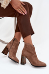 Leather suede women's ankle boots with heel lined beige Zivella