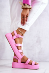 Leather Sandals On A Buckle Pink Graceful