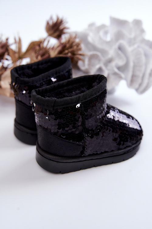 Children's Insulated Snow Boots With Sequins Black Shard