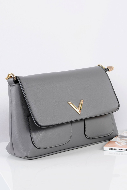 Classic Grey Handbag Women's Letter Purse Gold Chain