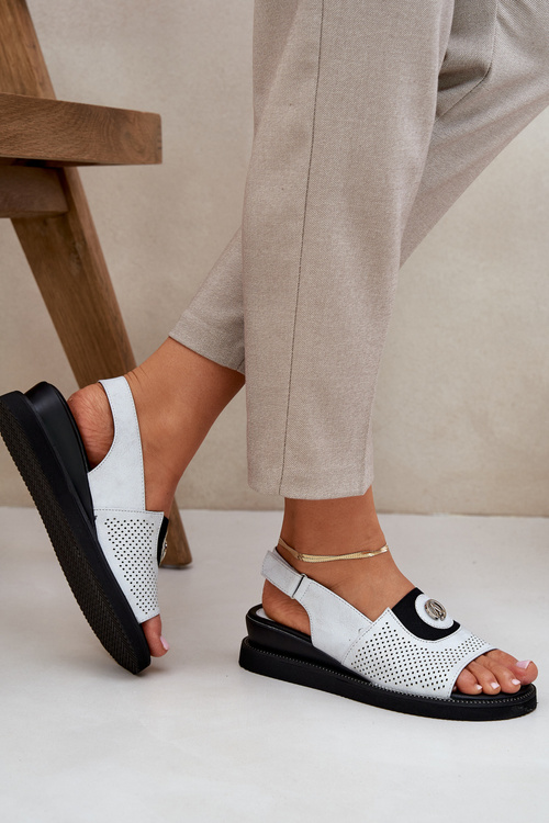 Damskie Sandały Na Koturnie Srebrne Isnnoria