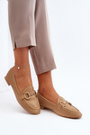Mokasyny Płaski Obcas Ozdoba Damskie Camel Iluvana FF-33