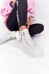 Women's Sneakers On A Platform With A Purse White Popcorn