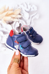 Dziecięce Skórzane Półbuty Na Rzepy Granatowe Milo