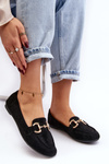 Women's Moccasins with Eco-Suede Decoration Black Winalita