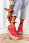 Sznurowane Espadryle Na Plecionej Platformie Big Star FF274141 Czerwone
