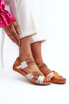 Leather Sandals with Elastic Maciejka 03375-26 Orange