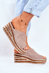 Leather Wedge Slippers Cappuccino Nicole 2559