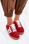 Niskie Buty Sportowe Sneakersy Damskie Zamszowe Czerwone Vinceza 79517