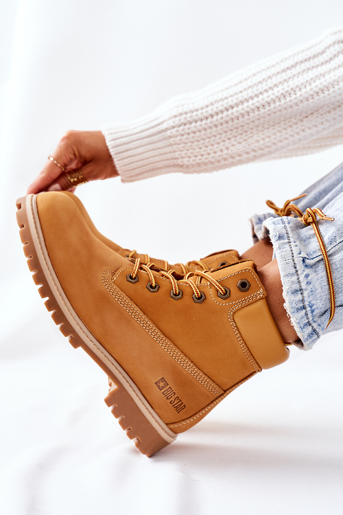 Women's Leather Hiking Boots Big Star II274447 Camel