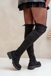 Knee High Boots With Flat Heel Made Of Eco Suede Black Arkelia