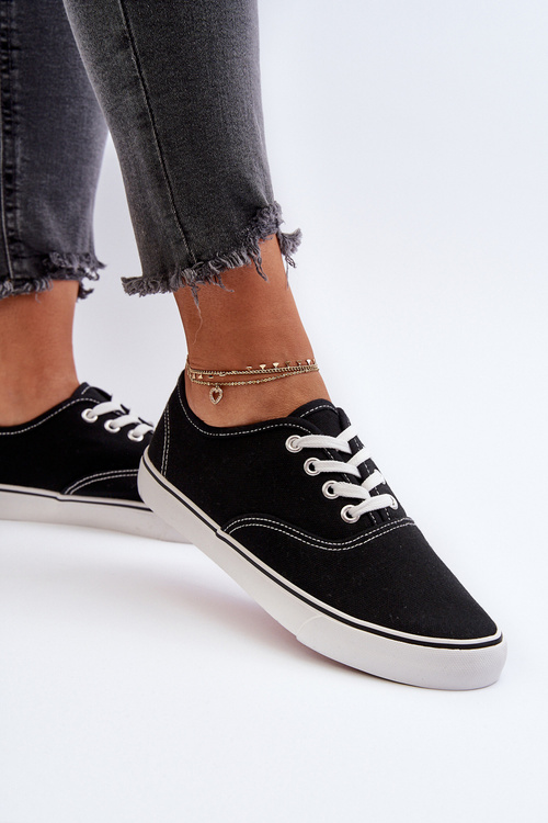 Tenisówki Trampki Klasyczne Damskie Czarne B-808