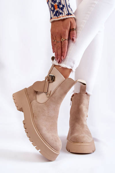 Suede Warm Boots Workers Beige Magnis