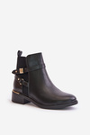 Women Boots Insulated With Decorative Straps Black Kikirra