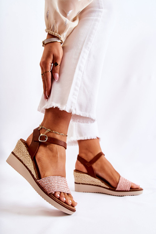Wedge Sandals With Braids Pink Tenerife