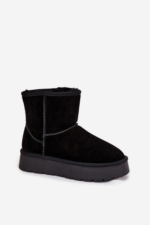 Women's Snow Boots Made of Genuine Suede on Platform Black Privine