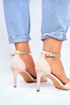 Sandals On High Heel S.Barski 280-58 Beige-Gold